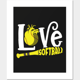 Love Softball Heart Ball Game Player Coach print Posters and Art